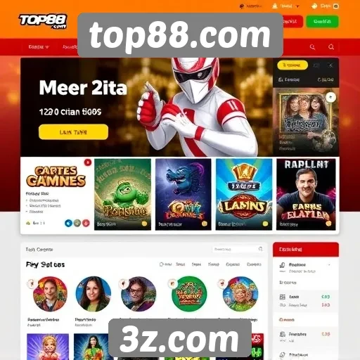 Interface do usuário no top88.com é intuitiva